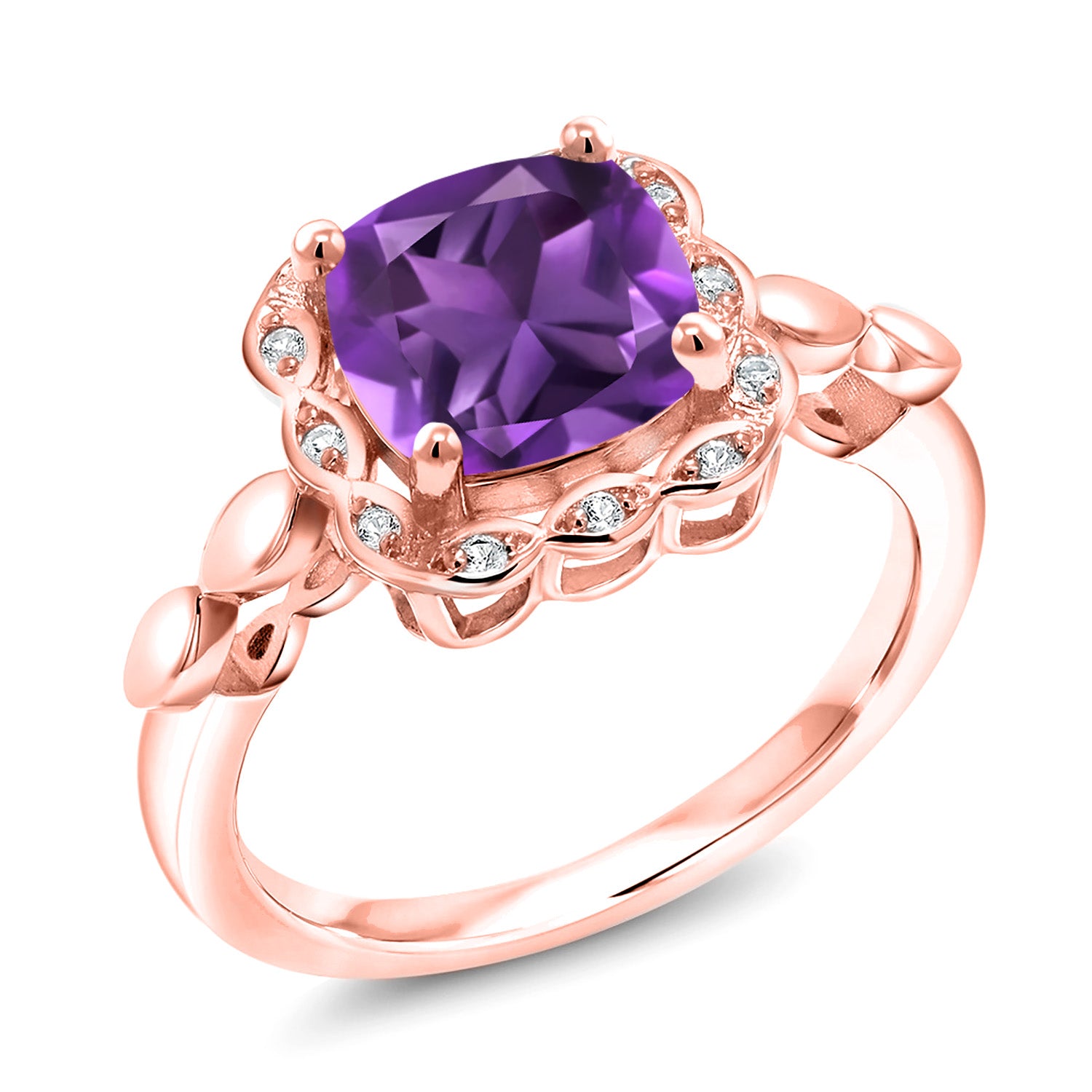 Amethyst - February_6_Ring in 925 Rose Gold Plated Silver