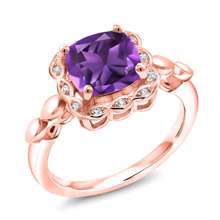 Amethyst - February_6_Ring in 925 Rose Gold Plated Silver