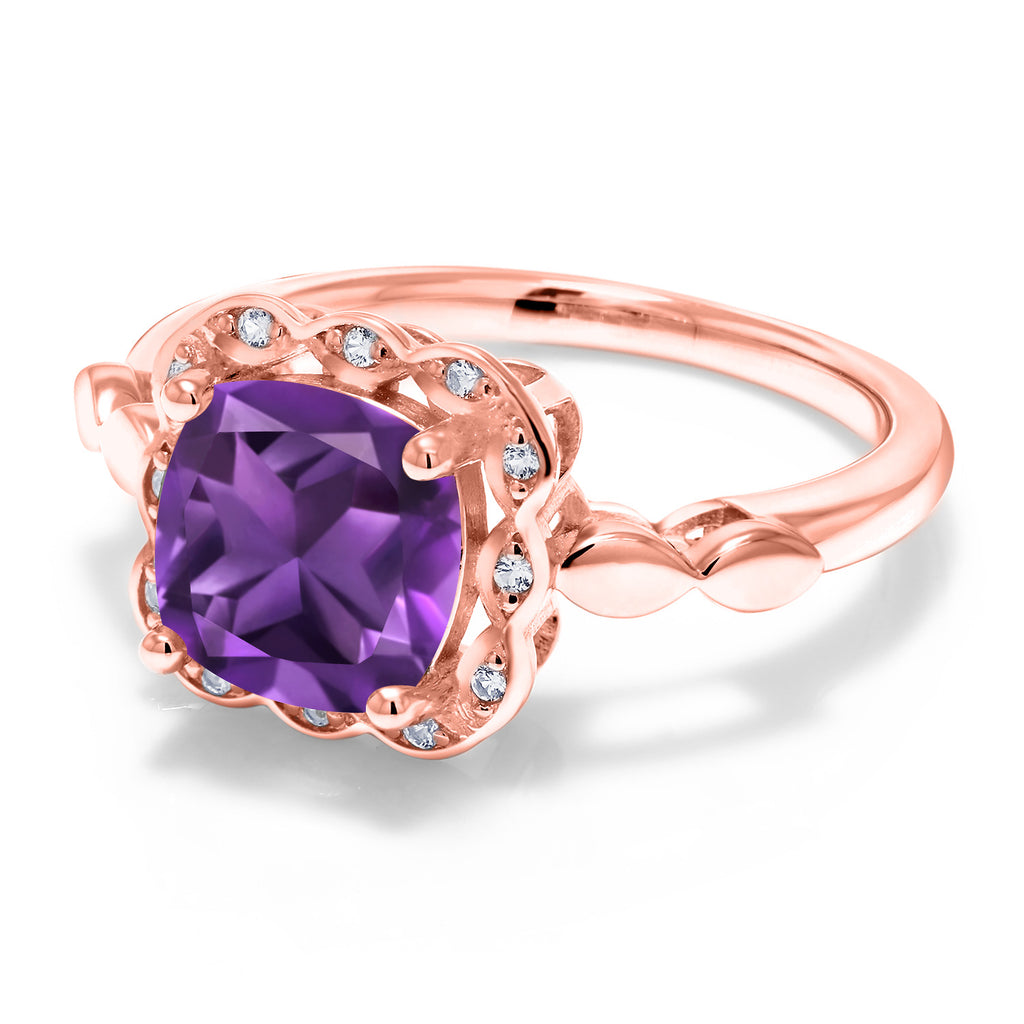 Amethyst - February_6_Ring in 925 Rose Gold Plated Silver