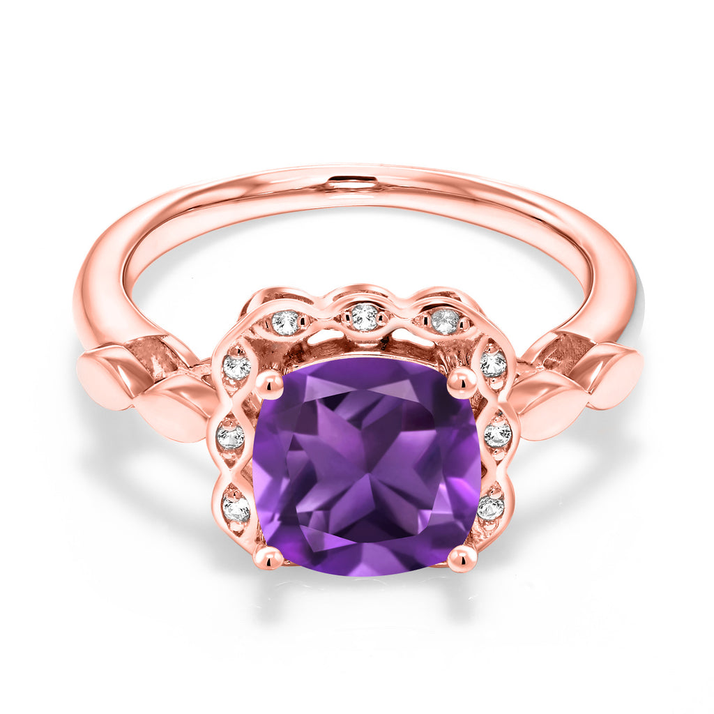 Amethyst - February_6_Ring in 925 Rose Gold Plated Silver