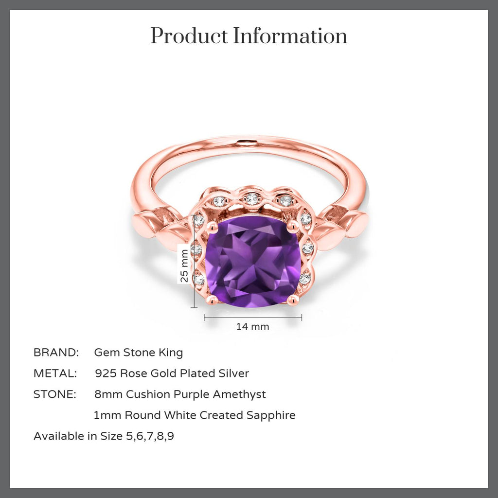 Amethyst - February_6_Ring in 925 Rose Gold Plated Silver