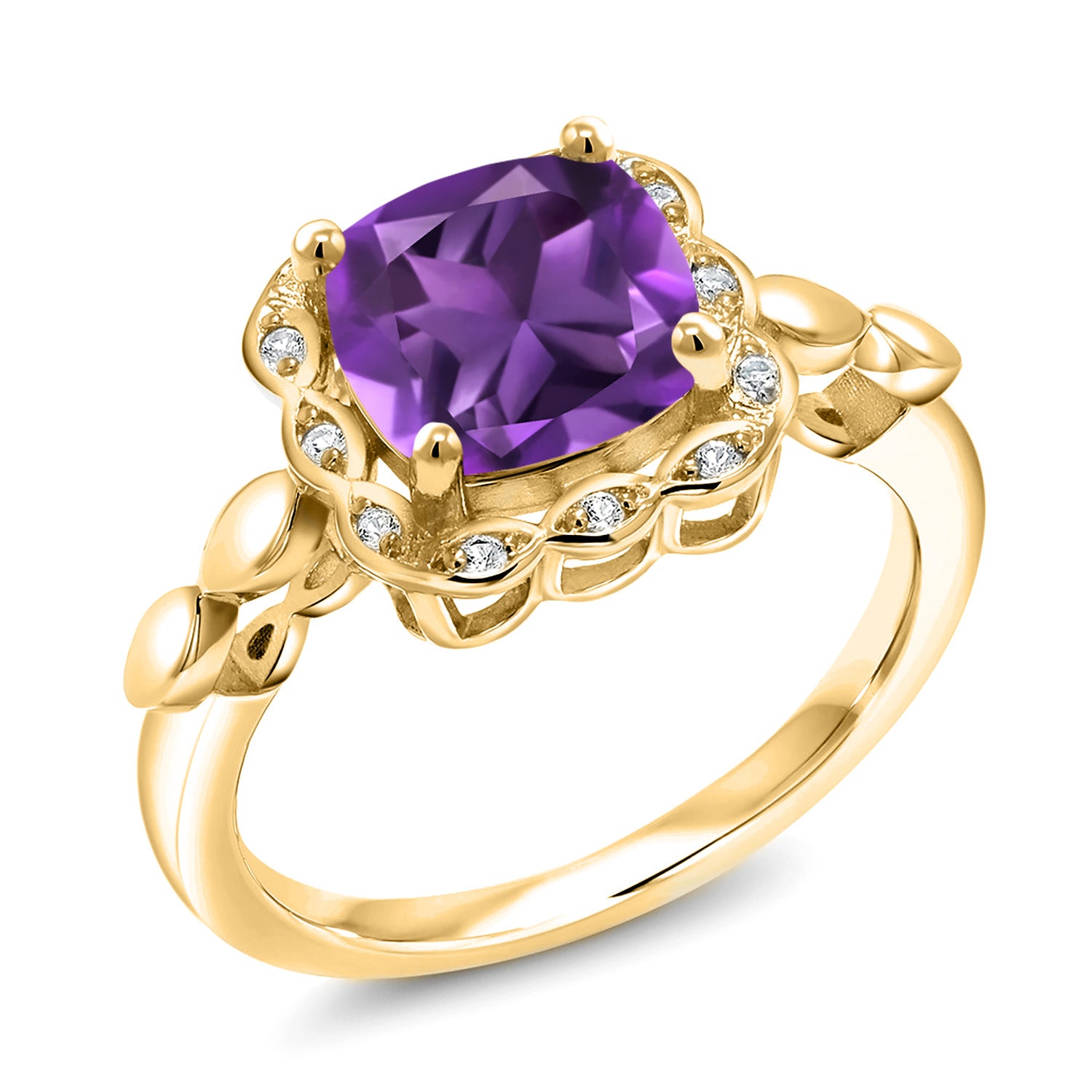 Amethyst - February_5_Ring in 925 Yellow Gold Plated Silver