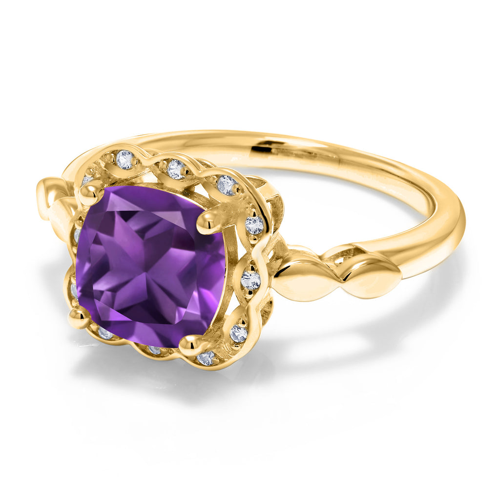 Amethyst - February_5_Ring in 925 Yellow Gold Plated Silver