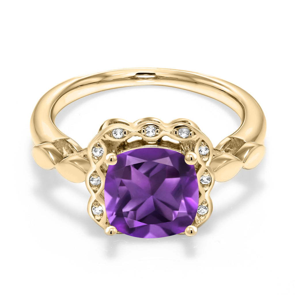 Amethyst - February_5_Ring in 925 Yellow Gold Plated Silver