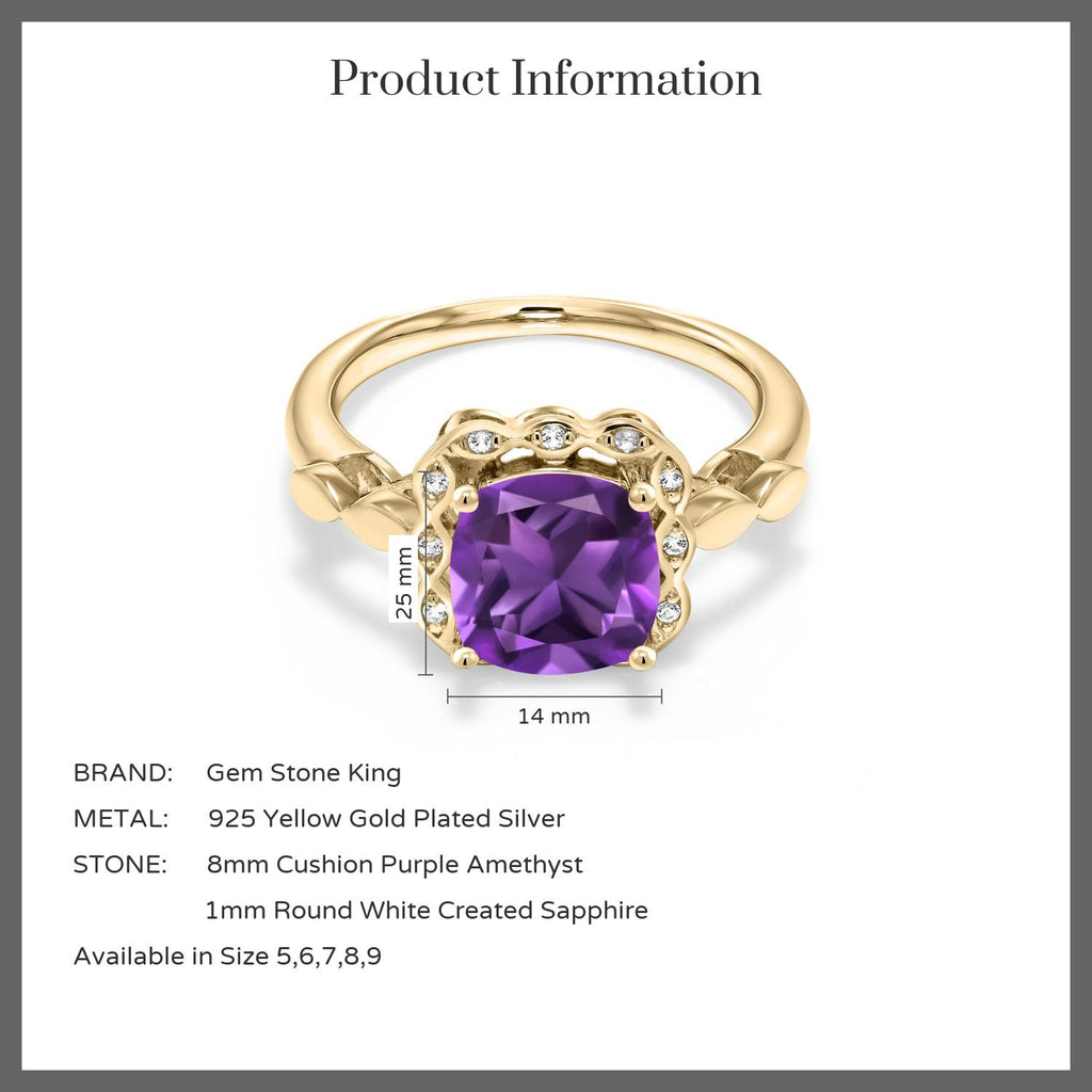 Amethyst - February_5_Ring in 925 Yellow Gold Plated Silver