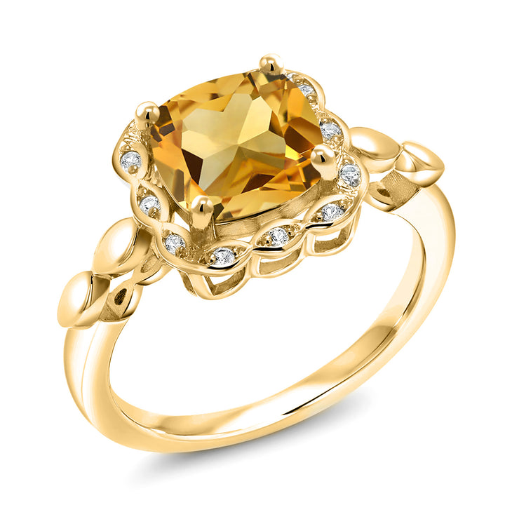 Citrine - November_5_Ring in 925 Yellow Gold Plated Silver