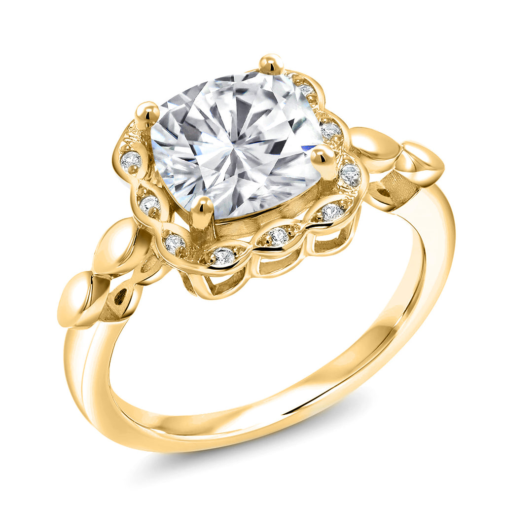 White Moissanite_6_Ring in 925 Yellow Gold Plated Silver