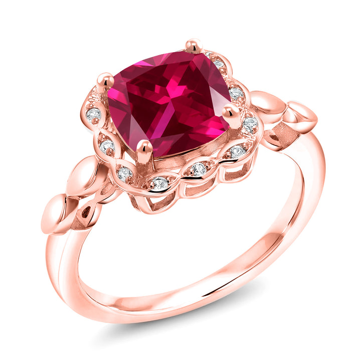 Created Ruby - July_5_Ring in 925 Rose Gold Plated Silver