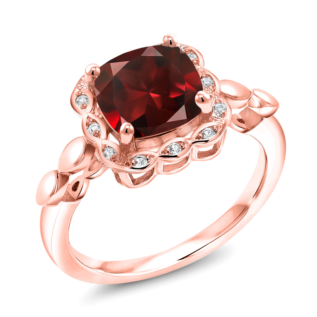 Garnet_9_Ring in 925 Rose Gold Plated Silver