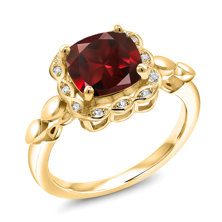Garnet_5_Ring in 925 Yellow Gold Plated Silver