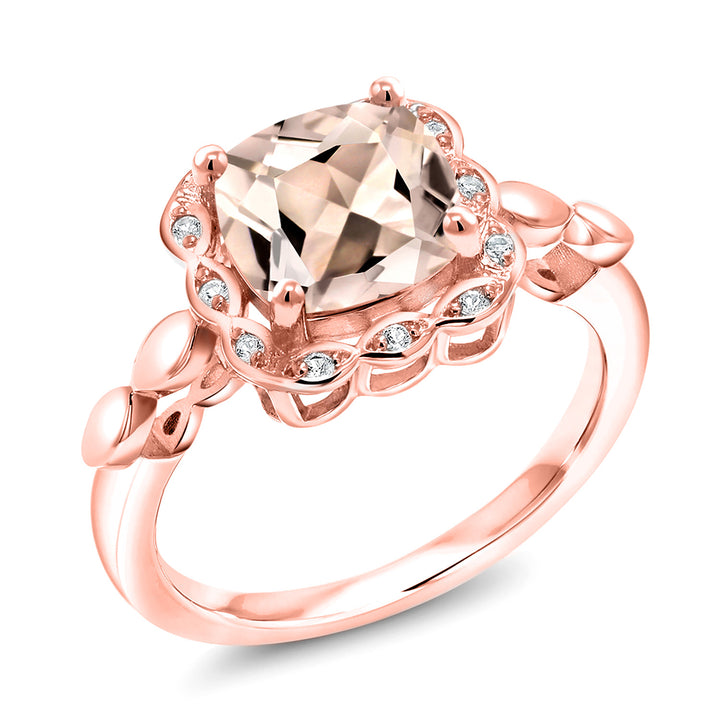 Morganite - October_5_Ring in 925 Rose Gold Plated Silver