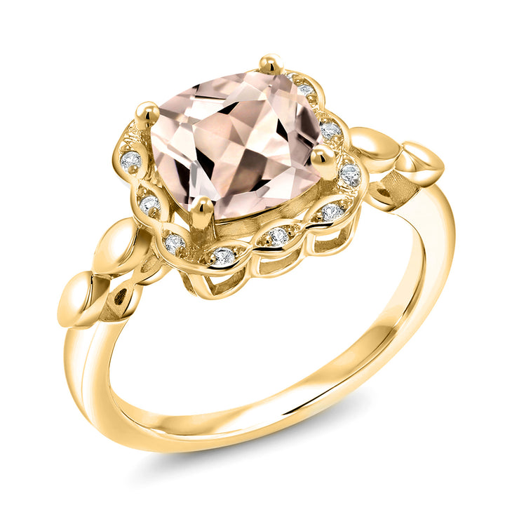 Morganite - October_5_Ring in 925 Yellow Gold Plated Silver