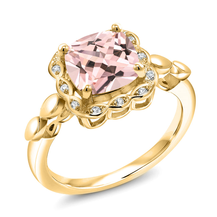Nano Morganite - October_5_Ring in 925 Yellow Gold Plated Silver