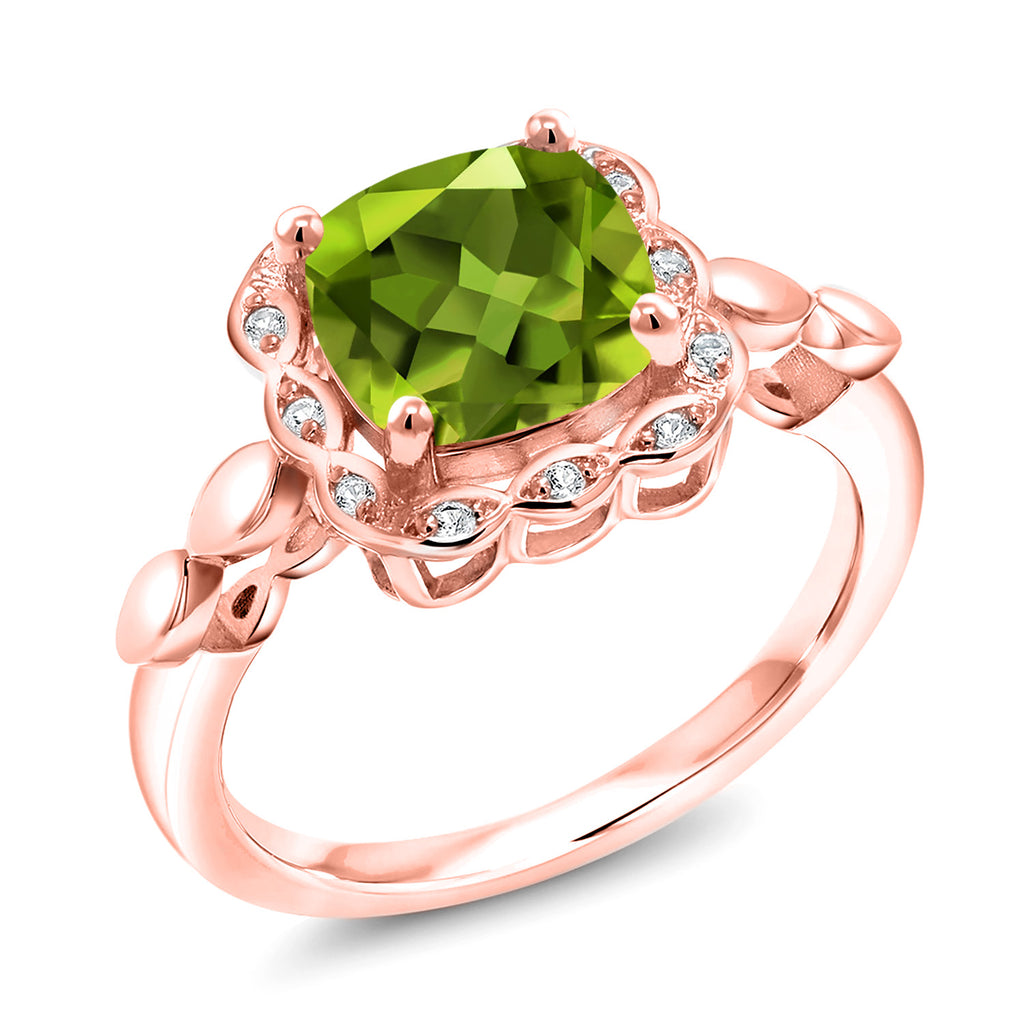 Peridot_8_Ring in 925 Rose Gold Plated Silver