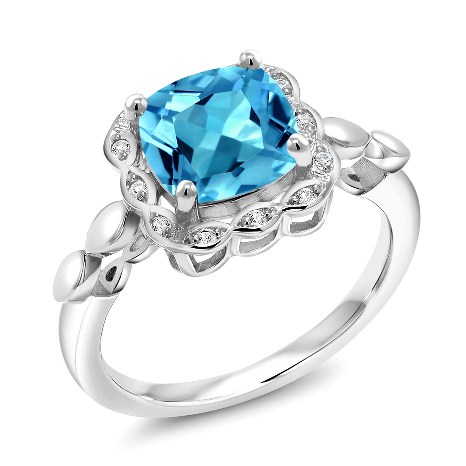 Swiss Blue Topaz - November_8_Ring in 925 Sterling Silver