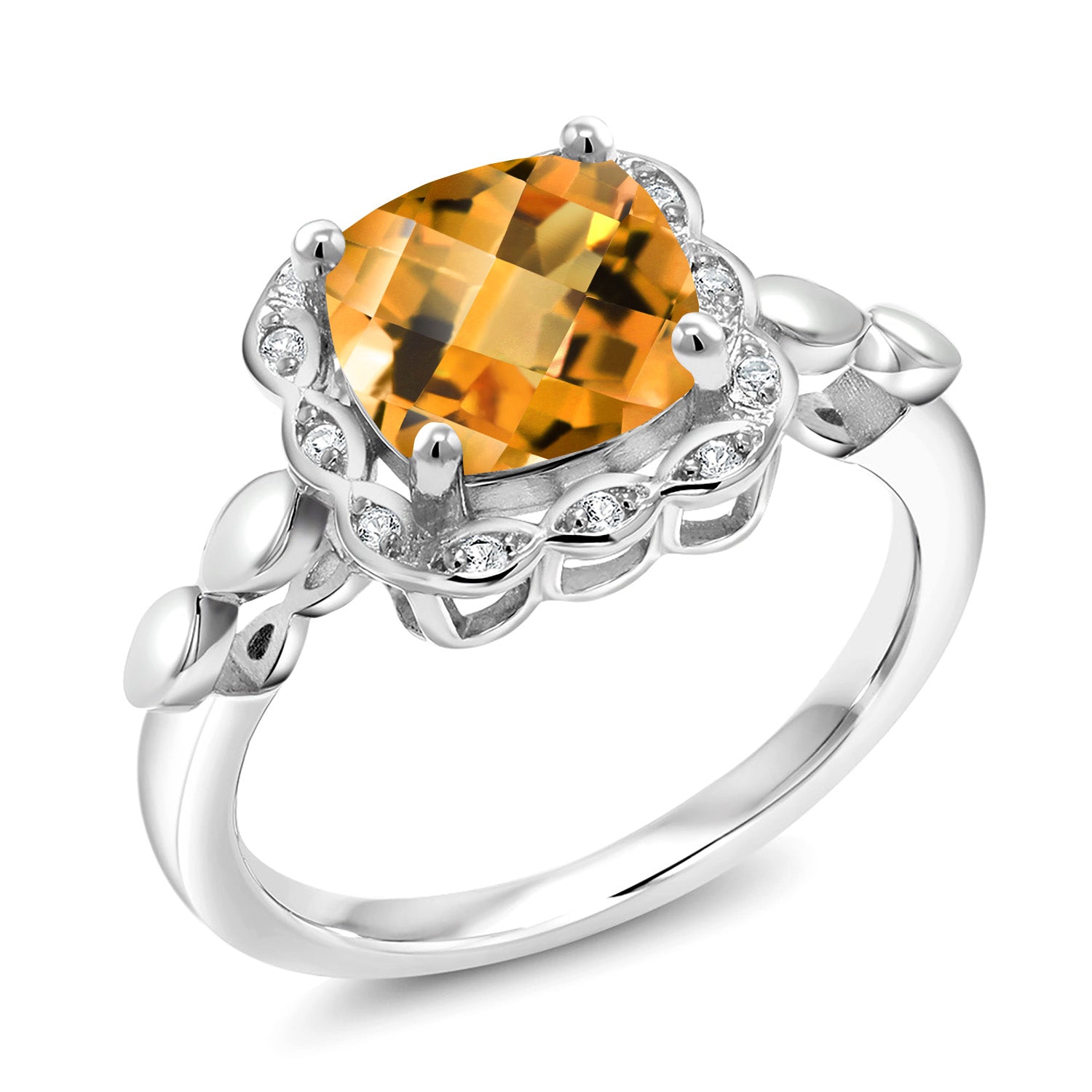 Citrine-Checkerboard - November_7_Ring in 925 Sterling Silver