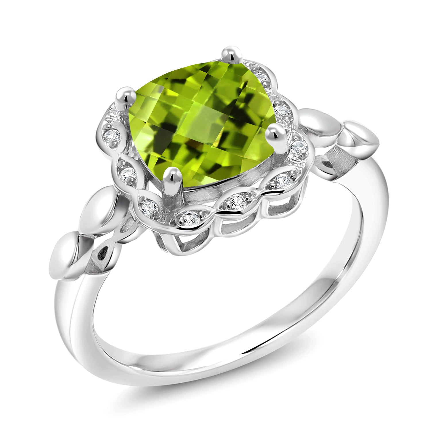 Peridot-Checkerboard - August_6_Ring in 925 Sterling Silver