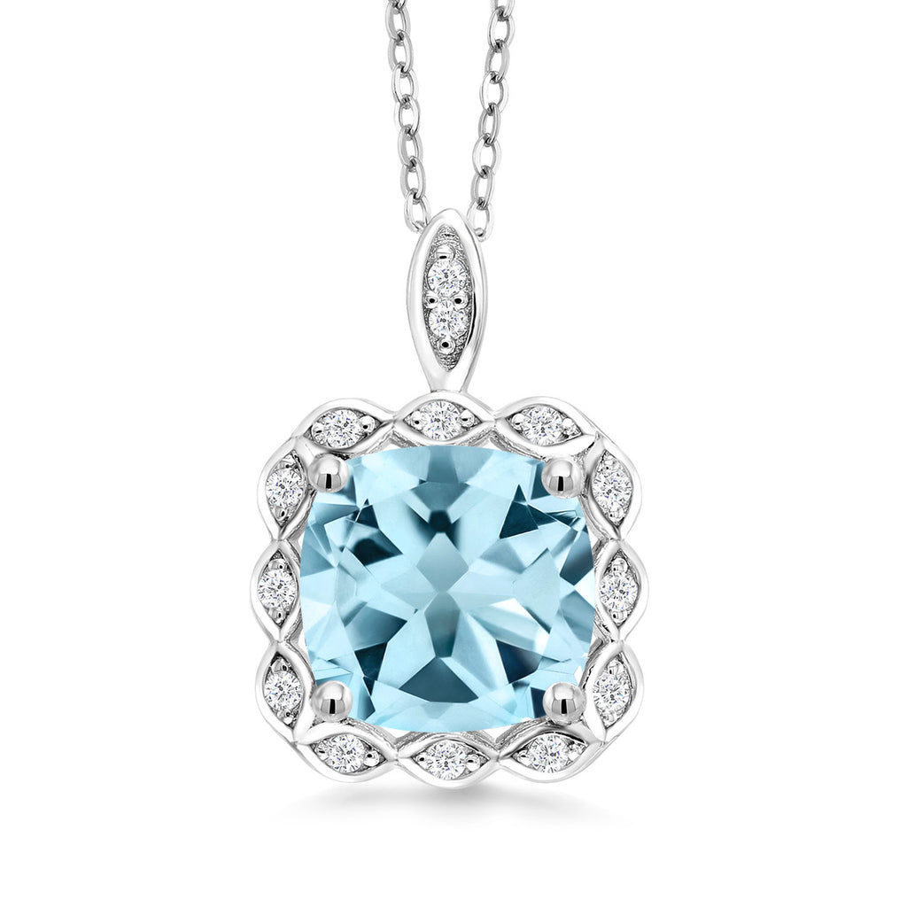 Sky Blue Topaz - November_Pendant in 925 Sterling Silver