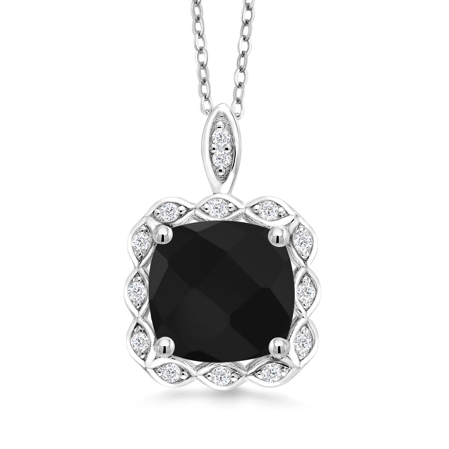 Onyx-Checkerboard - December_Pendant in 925 Sterling Silver