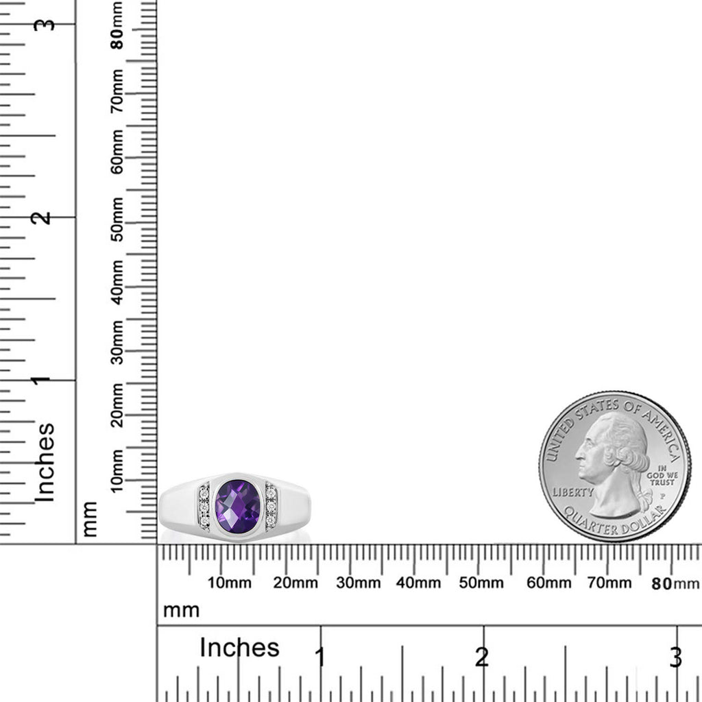 Amethyst-Checkerboard - February_7_Ring in 925 Sterling Silver