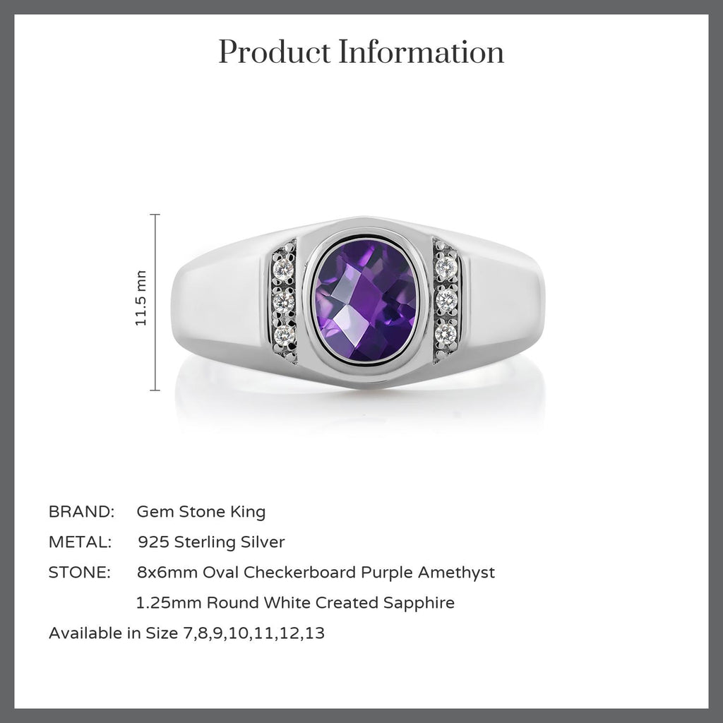 Amethyst and Created Sapphire_12_Ring in 925 Sterling Silver