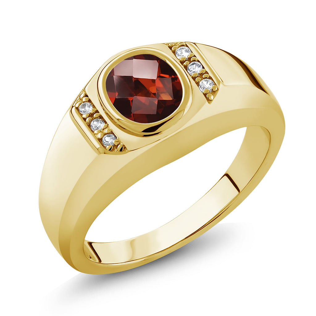CHK Garnet_8_Ring in 925 Yellow Gold Plated Silver