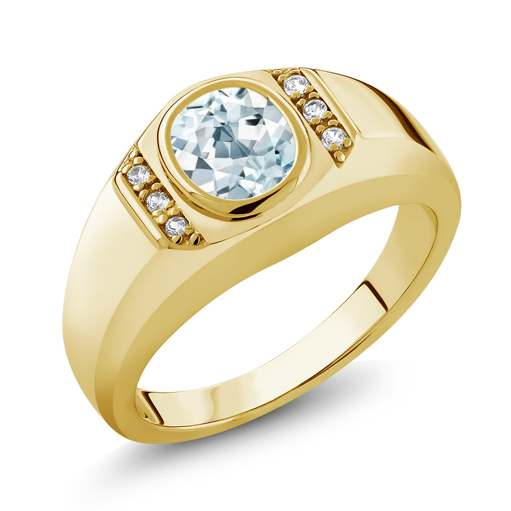 Aquamarine_11_Ring in 925 Yellow Gold Plated Silver
