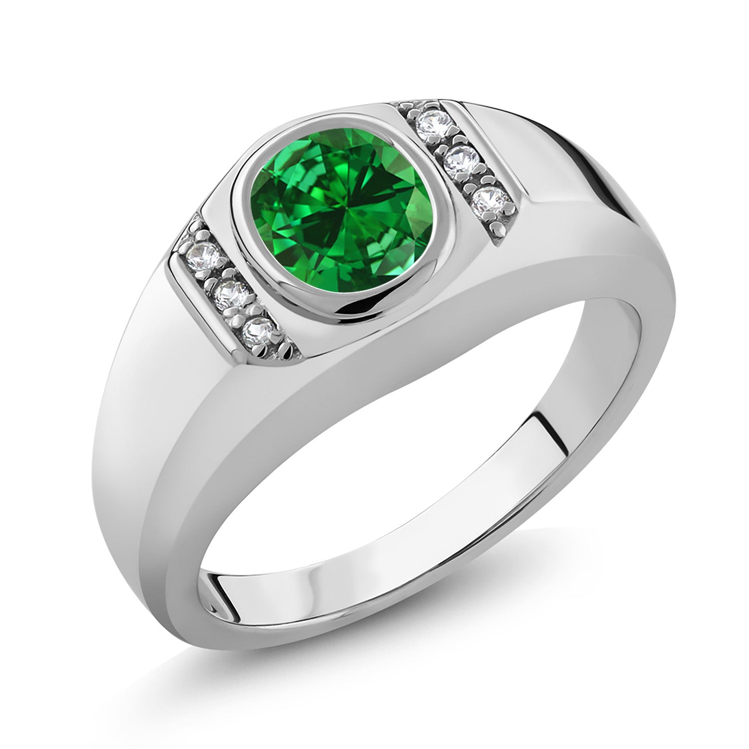 Created Emerald - May_7_Ring in 925 Sterling Silver