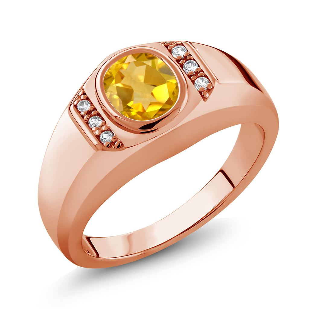 Citrine - November_11_Ring in 925 Rose Gold Plated Silver