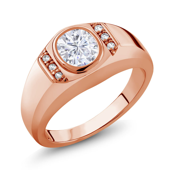 White Moissanite - April_10_Ring in 925 Rose Gold Plated Silver