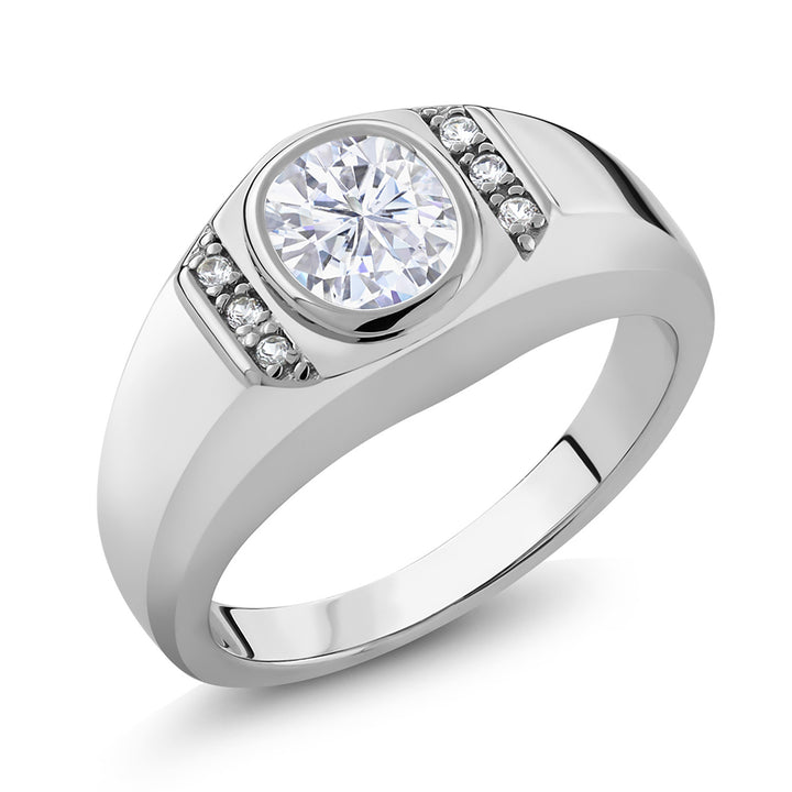 White Moissanite_10_Ring in 925 Sterling Silver