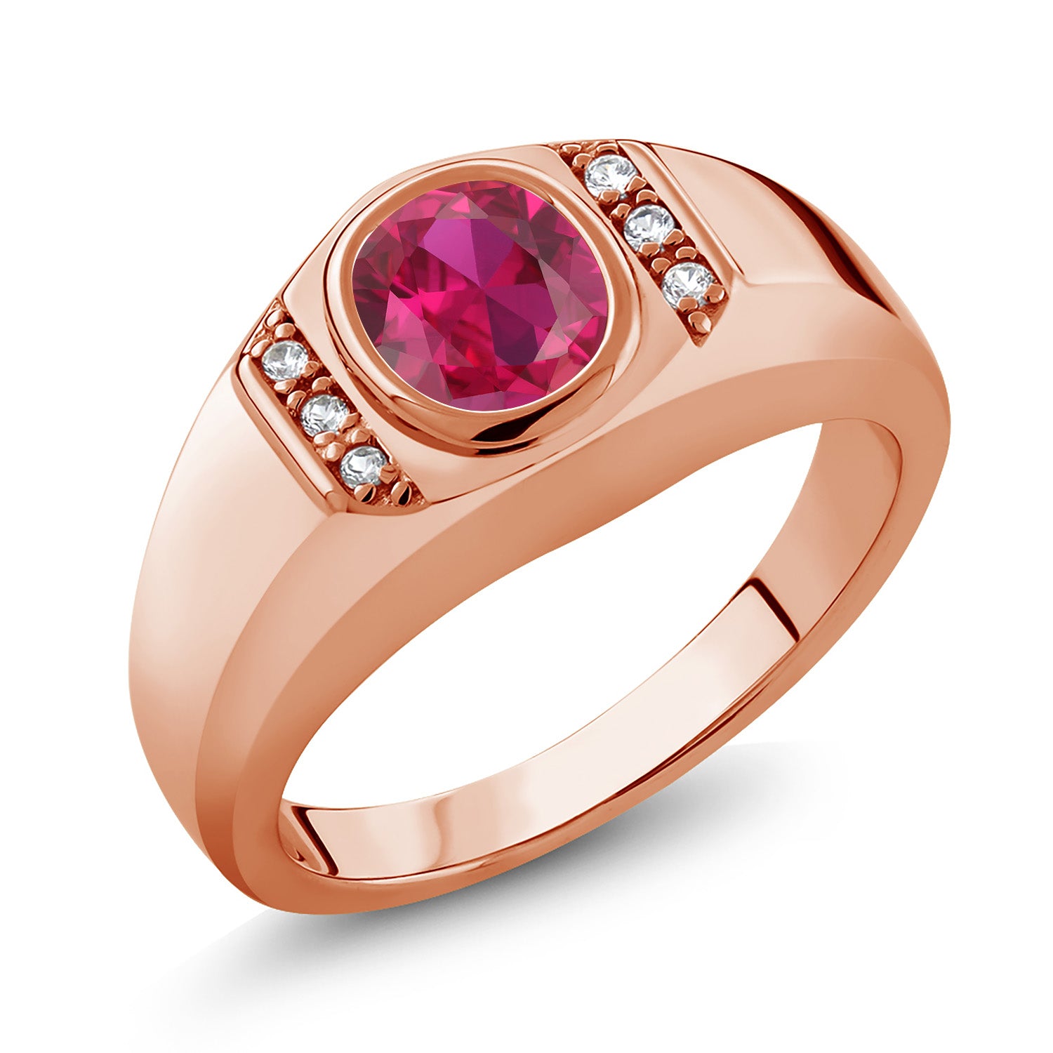 Created Ruby - July_7_Ring in 925 Rose Gold Plated Silver