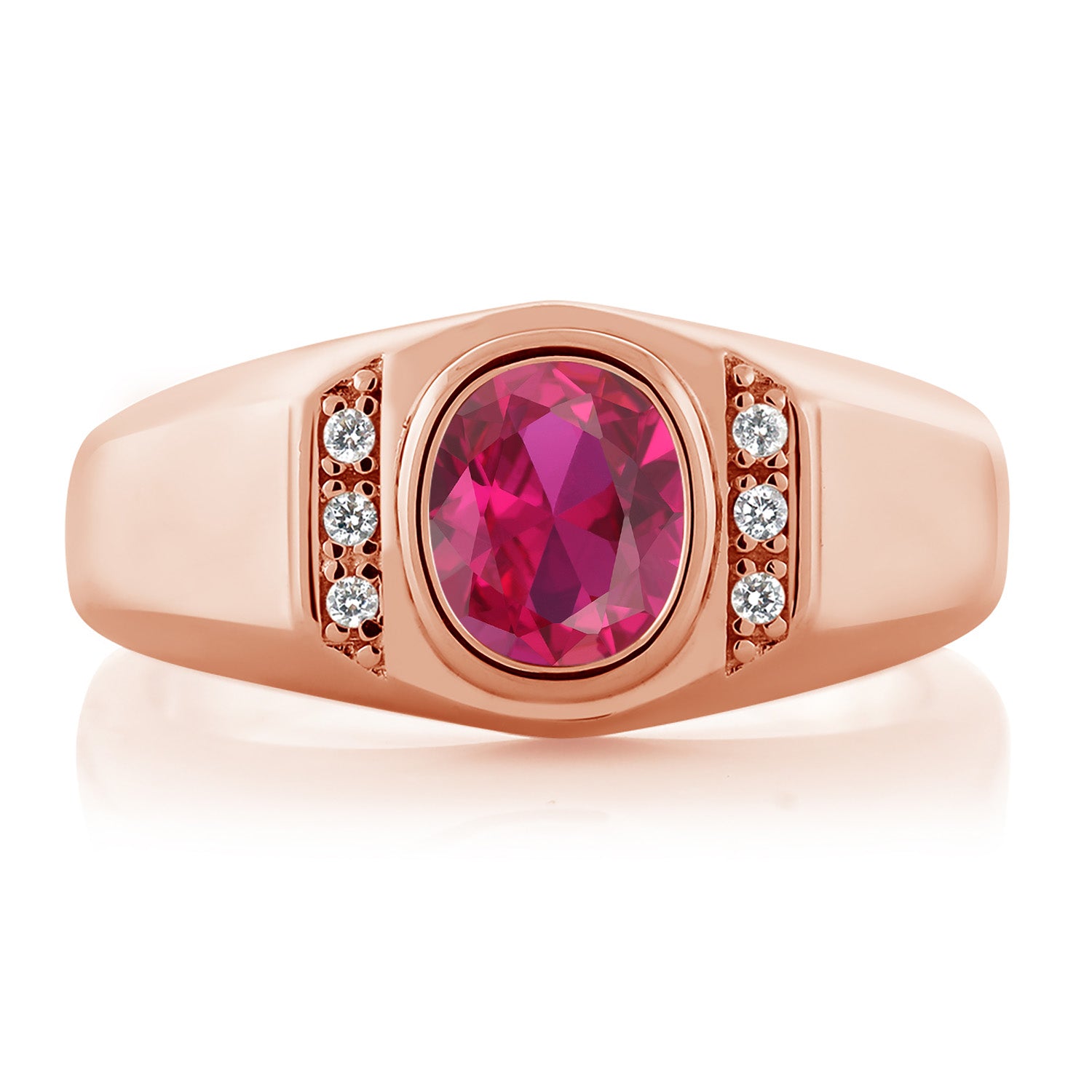 Created Ruby and Created Sapphire_10_Ring in 925 Rose Gold Plated Silver