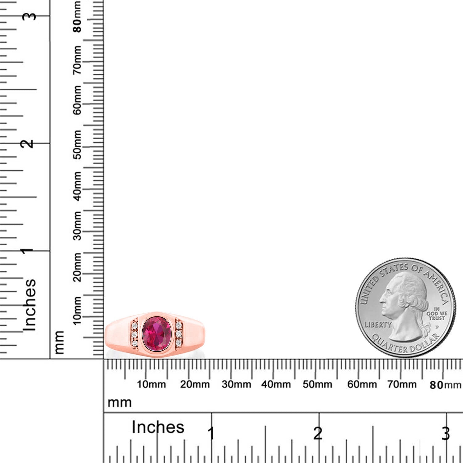 Created Ruby and Created Sapphire_10_Ring in 925 Rose Gold Plated Silver