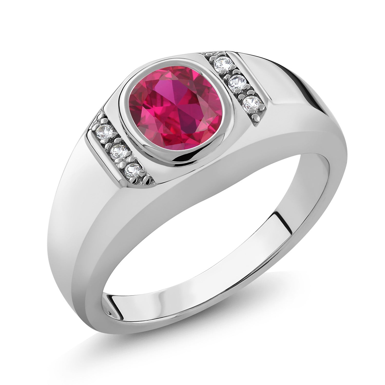 Created Ruby - July_7_Ring in 925 Sterling Silver