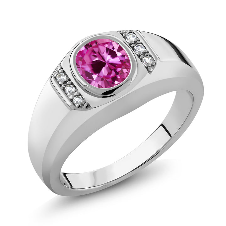 Pink Created Sapphire - September_7_Ring in 925 Sterling Silver