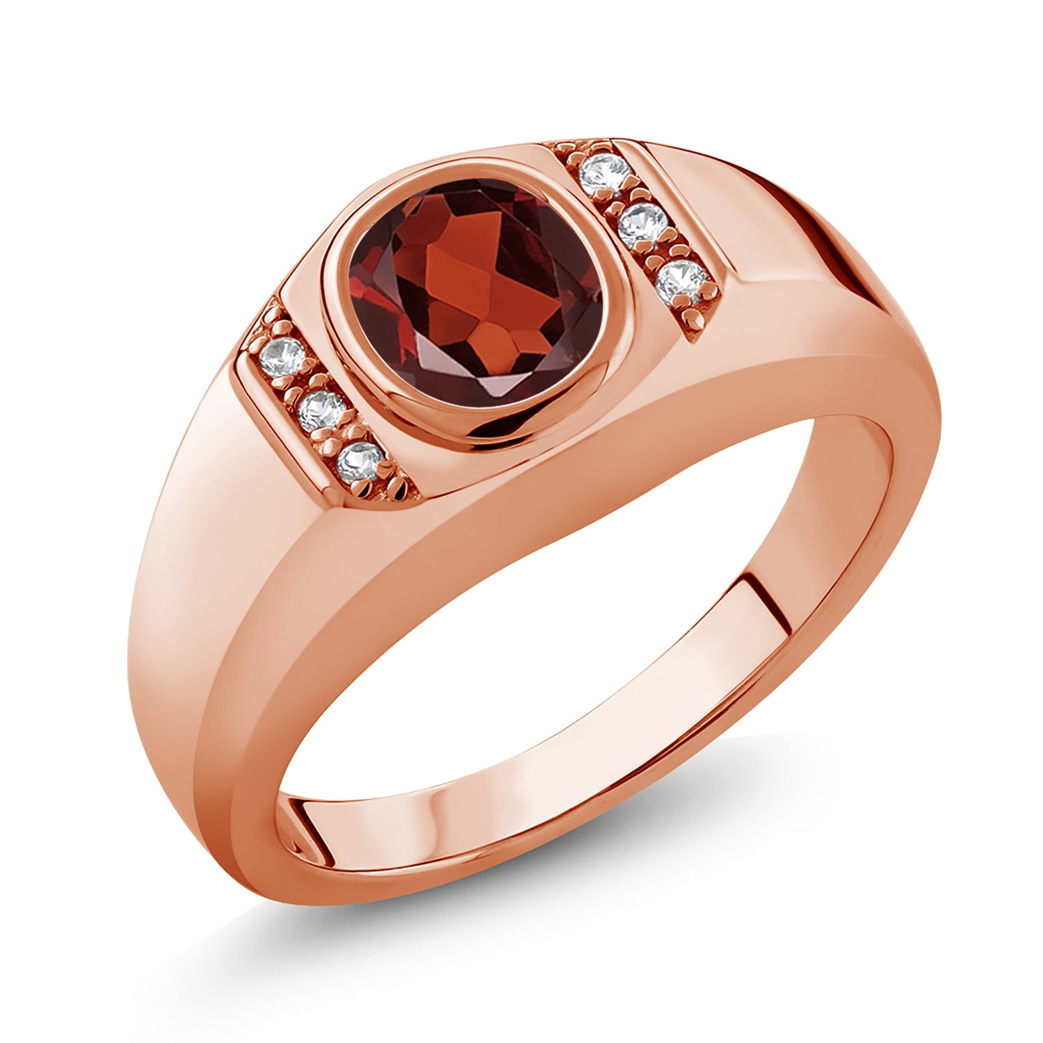 Garnet - January_11_Ring in 925 Rose Gold Plated Silver
