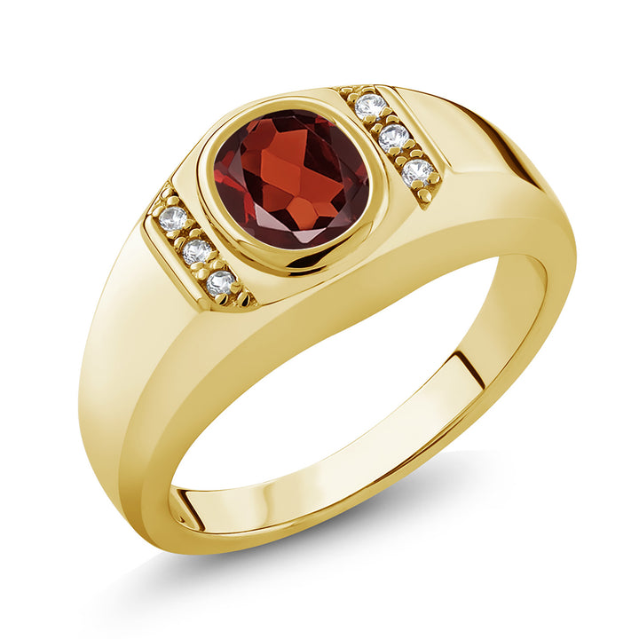Garnet_9_Ring in 925 Yellow Gold Plated Silver