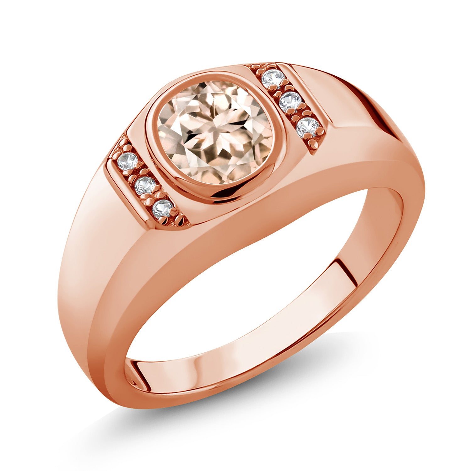 Morganite - October_8_Ring in 925 Rose Gold Plated Silver