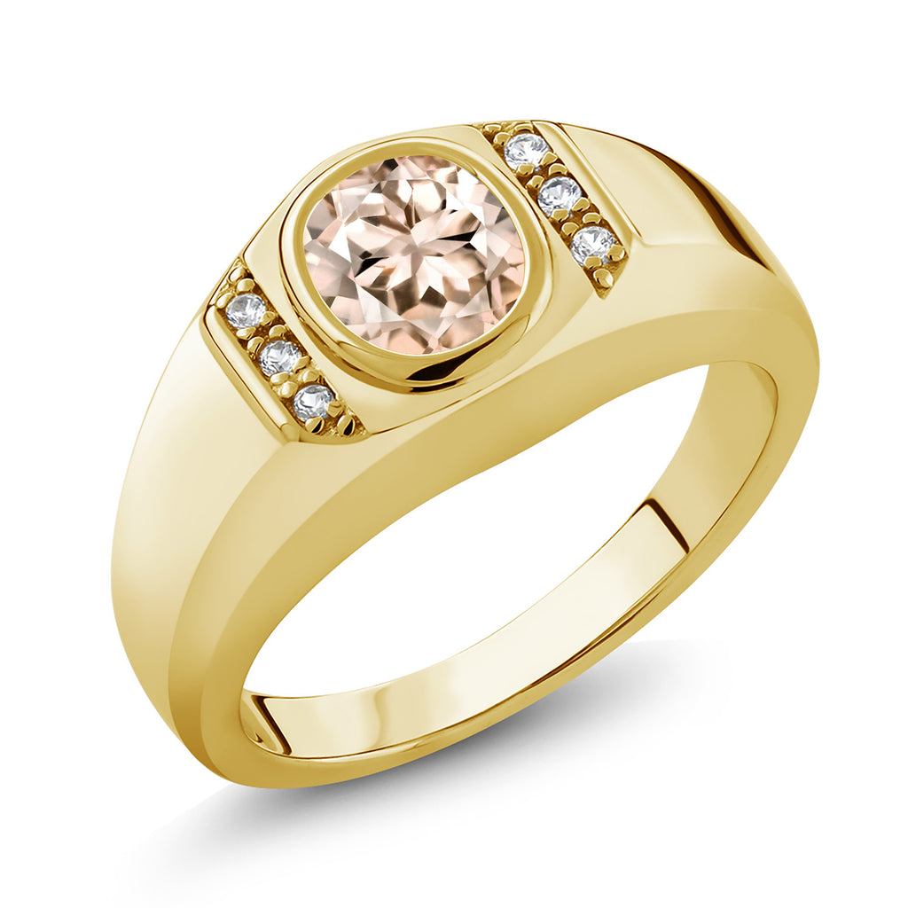 Morganite_12_Ring in 925 Yellow Gold Plated Silver