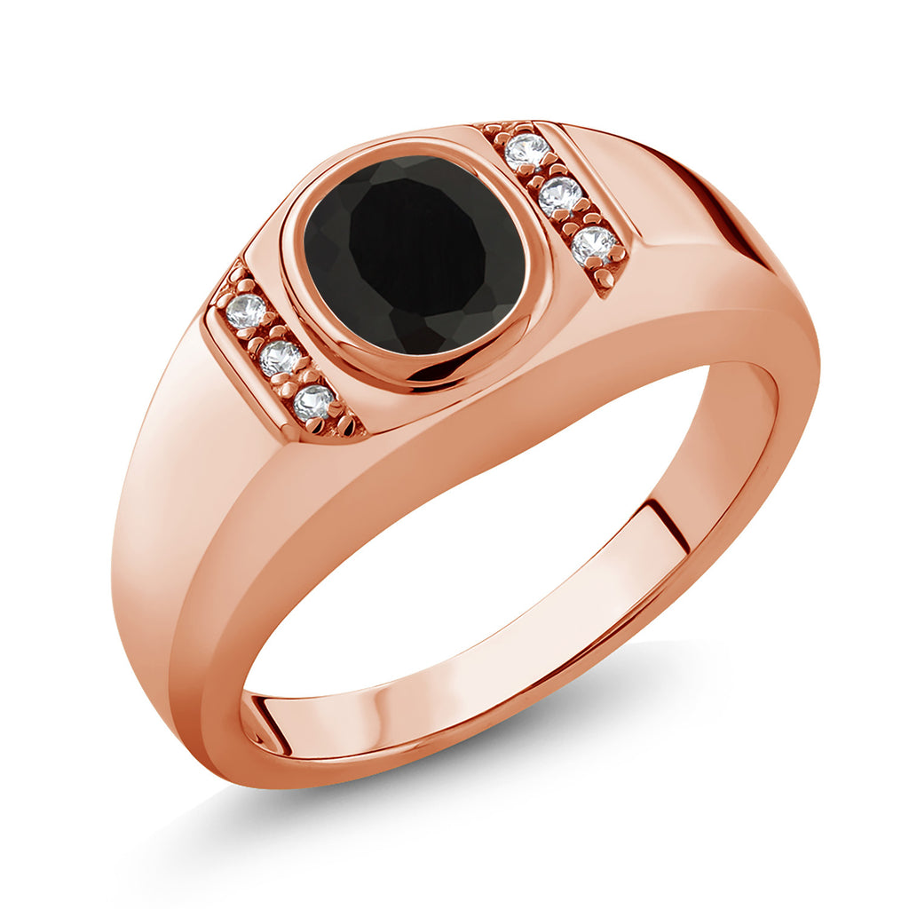Onyx - December_12_Ring in 925 Rose Gold Plated Silver