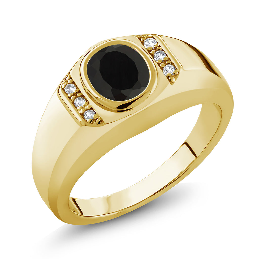 Onyx_8_Ring in 925 Yellow Gold Plated Silver