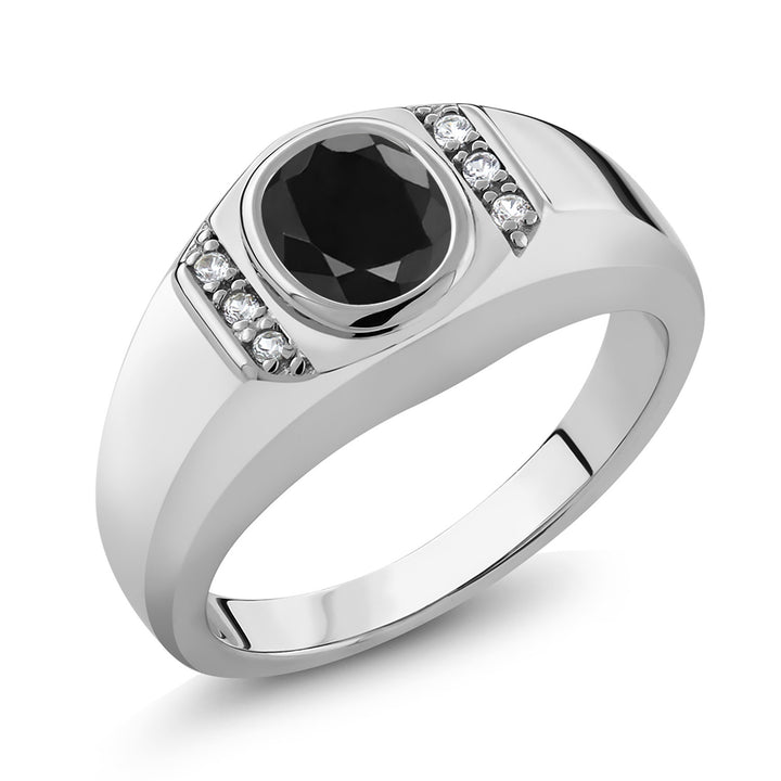 Black Sapphire_9_Ring in 925 Sterling Silver