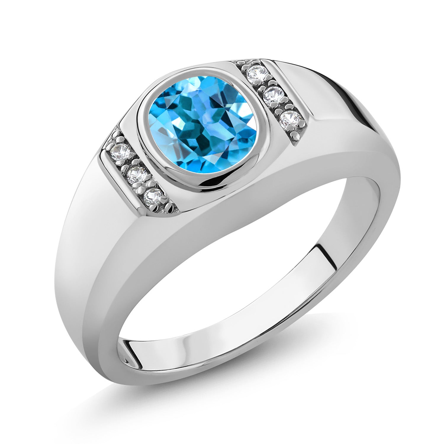 Swiss Blue Topaz - November_12_Ring in 925 Sterling Silver