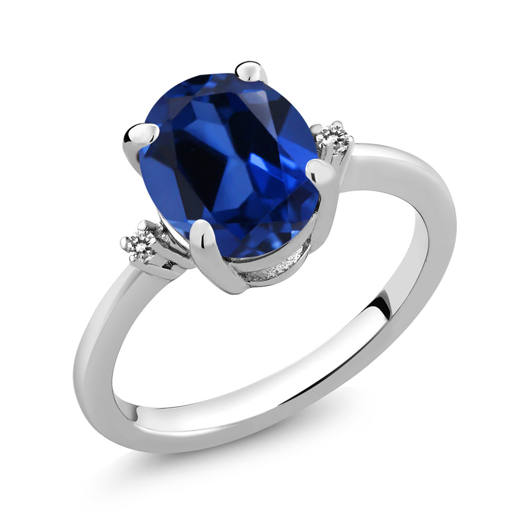 Blue Created Sapphire - September_8_Ring in 925 Sterling Silver