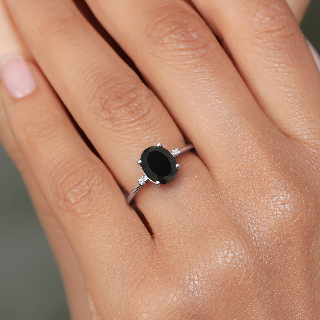 Onyx and Diamond_7_Ring in 925 Sterling Silver