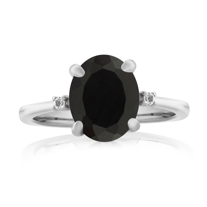 Onyx and Diamond_7_Ring in 925 Sterling Silver