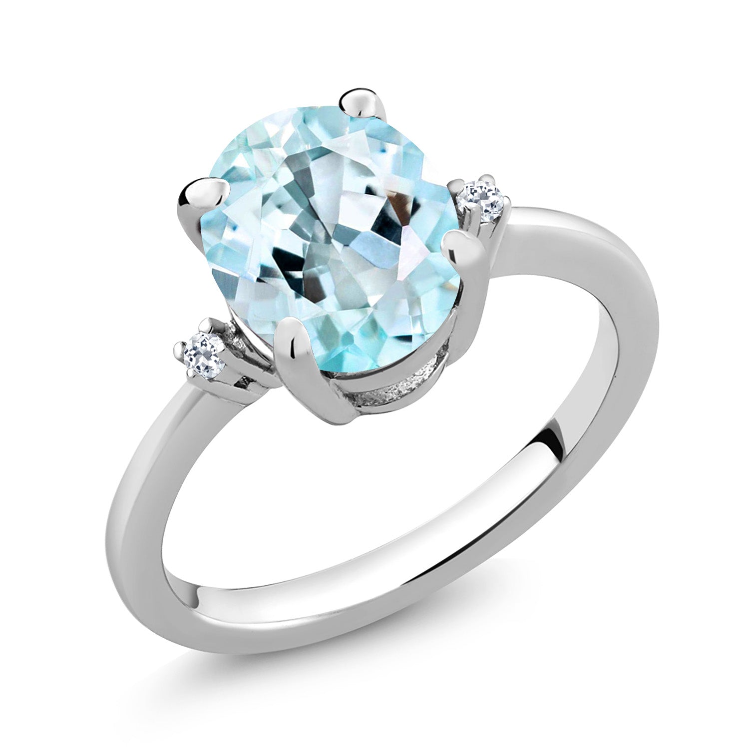 Sky Blue Topaz - November_8_Ring in 925 Sterling Silver