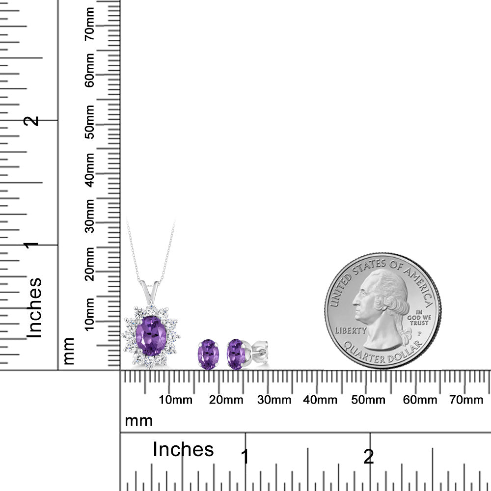 Amethyst - February_Pendant Earrings Set in 925 Sterling Silver