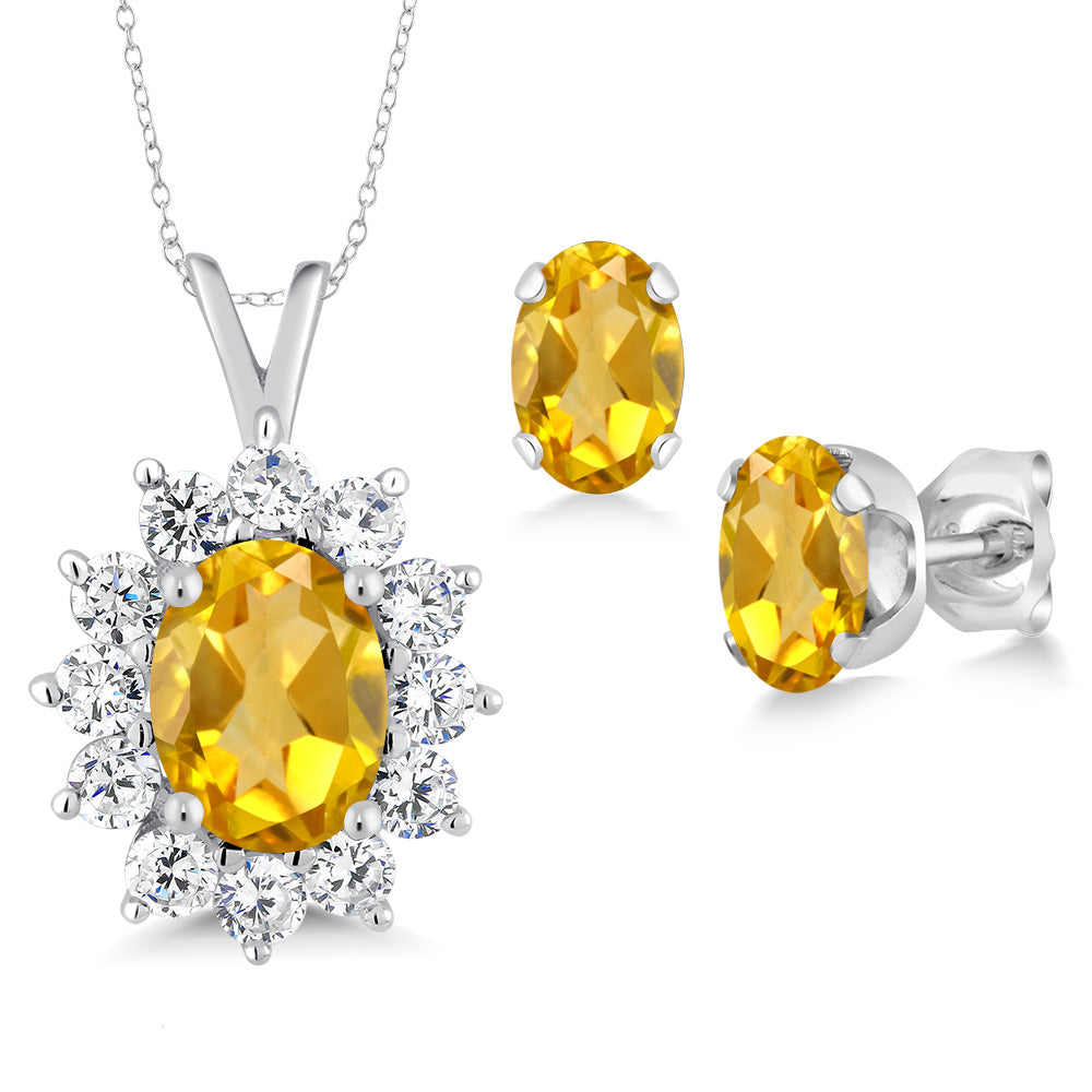 Citrine - November_Pendant Earrings Set in 925 Sterling Silver